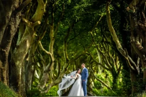 Bride and groom during a post-wedding photoshoot in Ireland